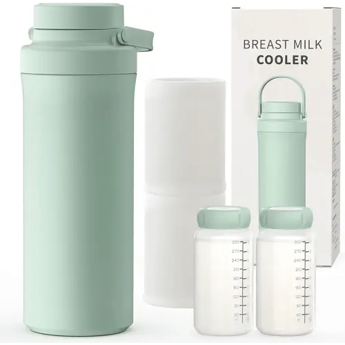 Xaproo 22oz Breast Milk Cooler Bottle, Portable Milk Cooler for Breastmilk with 360° Total Cooling for 24 Hours, Breastmilk Chiller with 2pcs Baby Bottles, Breastfeeding Essentials for Baby, BPA-Free