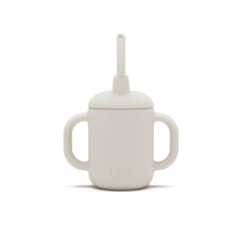 Lalo 4 fl oz 3-in-1 Silicone Training Cup with Straw - Oatmeal