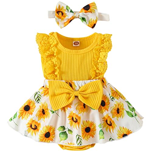 Mubineo Baby Girl Summer Clothes Outfits Sleeveless Lace Floral Romper Dress Newborn Outfit