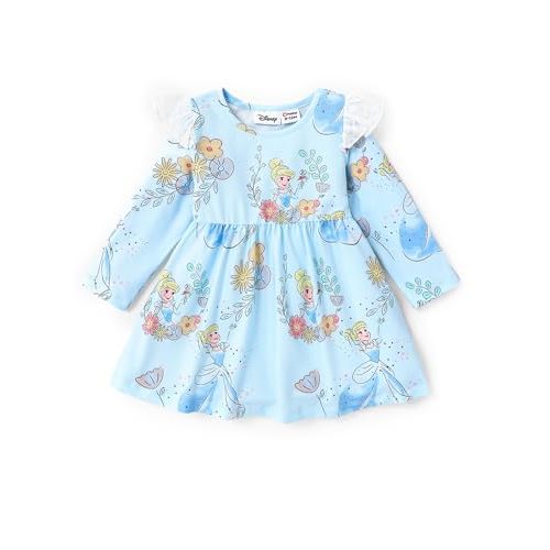 Disney Princess Cinderella Ariel Frozen Elsa Ruffle Sleeve Dress Minnie Mickey Mouse Clothes Baby to Toddler