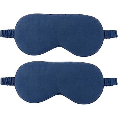 HBHLFZ Sleep Mask 2 Pack - Bamboo Viscose Fiber Sleeping Eye Mask - with Elastic Band/Headband - Comfort Sleeping Shade - for Nighttime Sleeping, Traveling & Napping（Navy Blue）