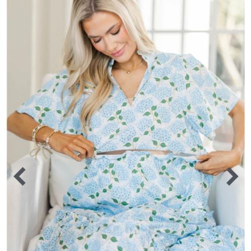 NURSING COLLECTION: Feeling Your Best Light Blue Floral Midi Dress