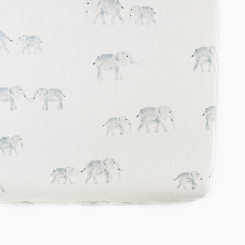 Pehr Brushed Organic Cotton Crib Sheet - Follow Me Elephant
