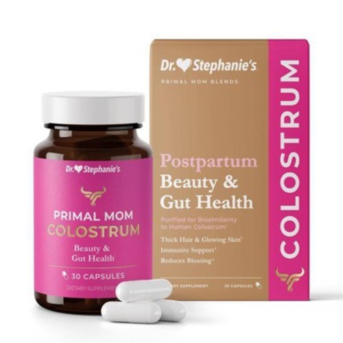 Dr. Stephanie’s Primal Moms Purified Colostrum Supplements for Gut, Skin, Hair and Immune Support - 30ct