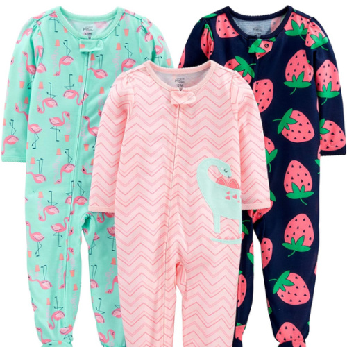 Simple Joys by Carter's baby-girls Loose-Fit Polyester Jersey Footed Pajamas