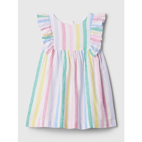 babyGap Linen-Cotton Stripe Dress in multi stripe, size: 3-6 M