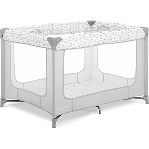 Dream On Me Zodiak Portable Playard in Cool Gray, Lightweight, Packable and Easy Setup Baby Playard, Breathable Mesh Sides and Soft Fabric - Comes with a Removable Padded Mat