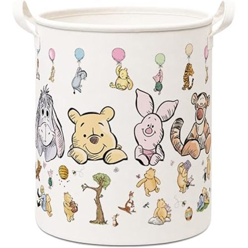 Classic Bear Kids Room Storage Basket With Waterproof PE Coating, Foldable Large Canvas Laundry Hamper, Kids, Boys And Girls Storage Baskets Suitable For Nursery Bathroom And Bedroom-A17