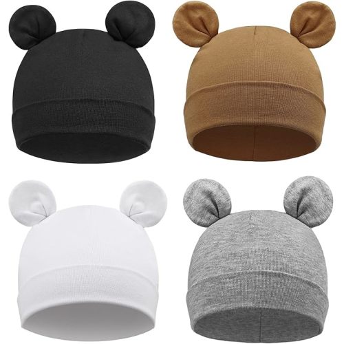4 Pieces Baby Beanie Newborn Toddler Cute Bear Ears hats