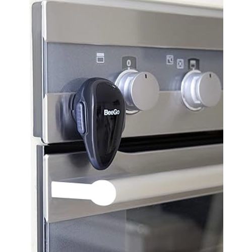 BeeGo Oven Lock – Baby Proofing Safety Lock for Oven Doors & Stoves, No-Drill, Heat-Resistant, Self-Adhesive – 1 Pack, Easy Install, Black