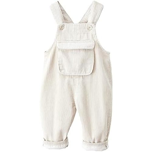Happy Cherry Boy Girl Corduroy Suspender Pants Newborn Infant Overalls Loose Retro Trousers Sleeveless Jumpsuit with Pockets