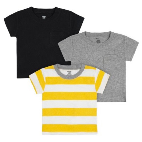 Gerber Baby & Toddler Boys' Short Sleeve Pocket Tees, 3-Pack, Neat Neutrals, 0-3 Months