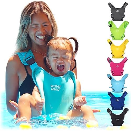 WaterLand Baby Carrier - Innovative Carrier You Can Use Both in Water & Land - Waterproof Infant Chest Holder with Adjustable Straps, Lightweight Toddler Harness for Pool & Beach (Light Blue Sky)