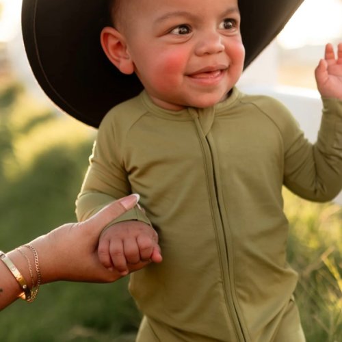 Infant Romper in Olive Green – Silks