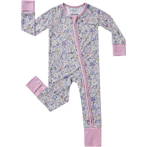 pureborn Baby Sleeper Viscose from Bamboo Zipper Footies 0-24 Months | Buttery soft, 2 way zipper, OEKO-TEX Certified, breathable, infant boy girl, fold-over mittens & foot cuffs, all-season