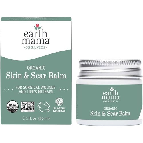 Earth Mama Organic Skin & Scar Balm |C-Section Recovery Skin Care, Pregnancy Stretch Mark Scar Cream with Organic Jojoba Oil, Tamanu Oil & Gotu Kola