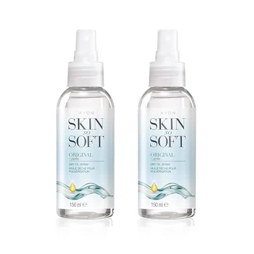 AVON SKIN SO SOFT Original JOJOBA Dry Oil Spray (5 Fl. Oz) Each – Travel-Friendly Luxury Lightweight Body & Hair Oil Mist – Fast-Absorbing, Non-Greasy, Silky Smooth Finish 150ML (2-PACK)