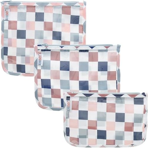 ALVA Diaper Bag Pouches | 3pcs Mess-Proof Travel Toiletry | TSA Approved Toiletry Bag | Cosmetic Makeup Bag Diaper Organizer for Baby and Mom Essentials