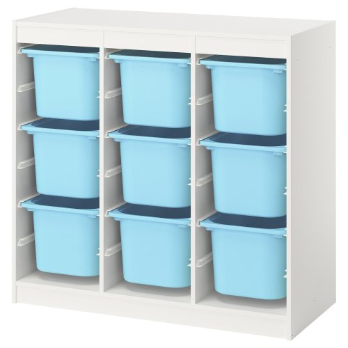 TROFAST Storage combination with boxes - room divider/white light blue 39x17 3/8x37 "