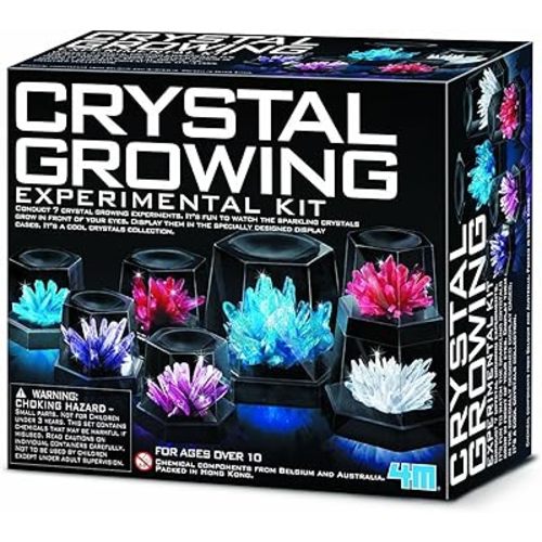 4M 7 Crystal Growing Science Experimental Kit with Display Cases - Easy DIY STEM Toy Lab Experiment Specimens, Educational Gift for Kids, Teens, Boys & Girls
