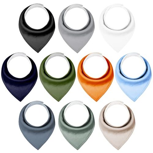 Yoofoss Baby Bibs 10 Pack Soft and Absorbent Baby Bandana Drool Bibs for Boys Girls - Blue&orange - 0-36 Months