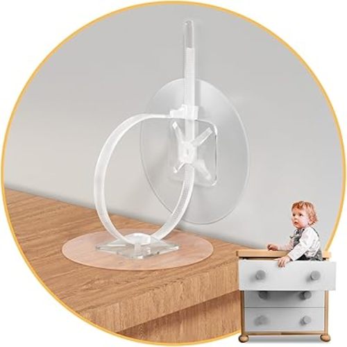 48 Pcs Anti Tip Furniture Anchors for Baby Proofing, No Drill Furniture Wall Anchors Secure Bookshelf & Dresser to Wall Prevent Falling, Adjustable Earthquake Straps to Wall for Child and Pet Safety