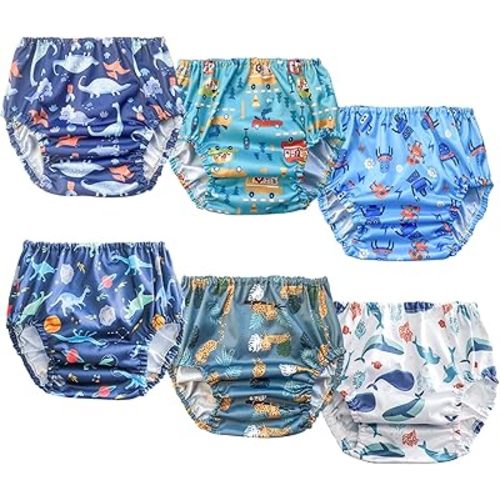 6 Packs Waterproof Plastic Underwear Covers for Potty Training and Good Elastic Toddler Plastic Underwear Covers for Boys 1t