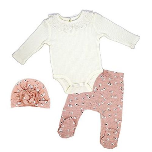 Baby Girls Take Me Home 3 Piece Layette Set, Muted Pink Floral