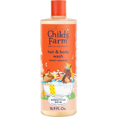 Childs Farm, Kids Hair & Body Wash for Dry, Sensitive Skin, Organic Sweet Orange, Gently Cleanses, Vegan, Cruelty-Free, 16.9 fl oz