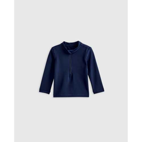 Long Sleeve Zip-Up Rash Guard - Baby in Nautical Navy