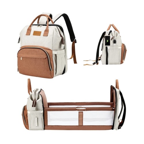 Multifunction Baby Diaper Bag with Changing Station is a Travel backpack. White