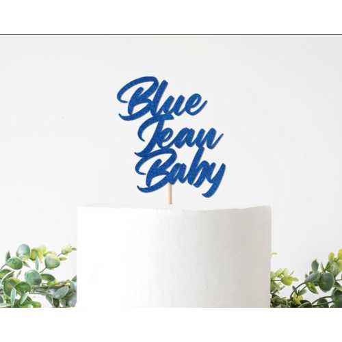 Blue Jean Baby Shower Decorations, Denim Baby Shower Cake Topper, Baby Boy Decor Party Supplies