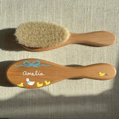 Duck Baby Brush Hand Painted Wooden New Baby Gift Duck Baby Shower Gift Baby's First Christmas Gift Ducky Gift
