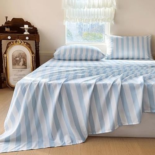 NSNLGSGC Light Blue Striped Full Sheet Set
