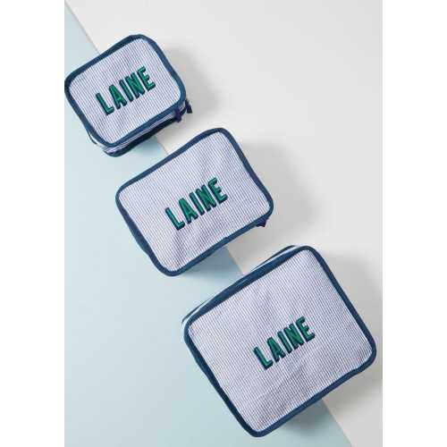 Embroidered Seersucker Packing Cubes (Set Of 3)