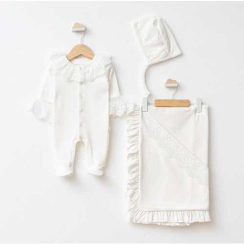 Lace Newborn Coming Home Outfit, Ruffled Baby Blanket and Bonnet Set, Elegant Cotton Girl Layette, Infant Photo Prop - Etsy