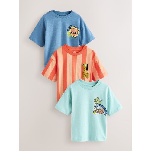 Orange Safari Short Sleeve Graphic T-Shirts 3 Pack (3mths-7yrs)