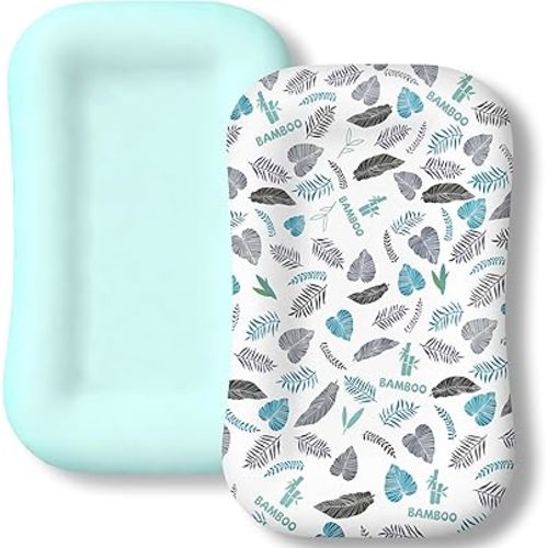 Baby Lounger Cover 2 Pack - Silky Soft Bamboo Viscose Infant Lounger Cover, Breathable & Moisture-Wicking Newborn Lounger Slipcover for Baby Boys Girls, Fits Azopesy& Most Loungers, Blue