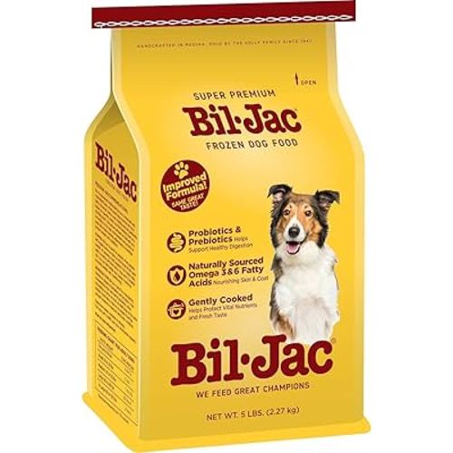 Bil-Jac Frozen Dog Food 5lb (Pack of 4) - Soft Dog Food Small Bites with Real Chicken, Probiotics, Prebiotics, Omega 3-6 for Healthy Complete Meal, Dog Food Topper or Treat