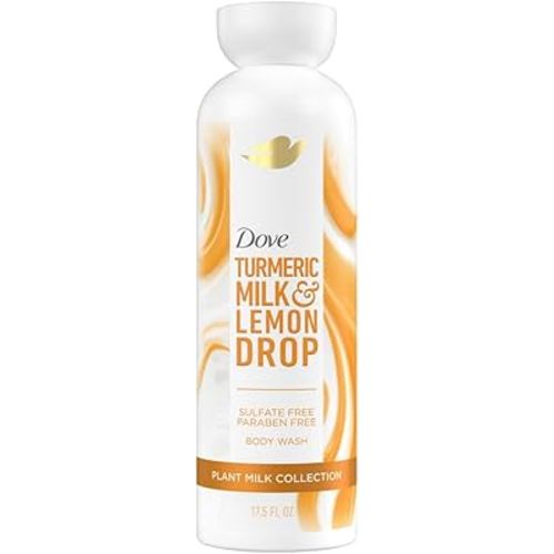 Dove Plant Milk Cleansing Body Wash Turmeric & Lemon for Moisturized Skin Gentle Cleanser, No Sulfates or Parabens, pH balanced 17.5 fl oz