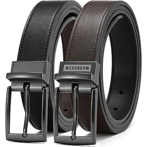 CHAOREN Boys Belt, Most Size Kids 1 1/4" Dress Reversible Belt for Youth - One Leather Belt Two Style