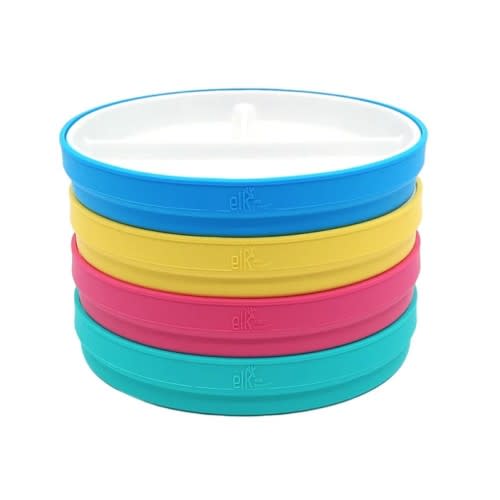 6.7"/16cm Porcelain White Divided Plates with Silicone Sleeves