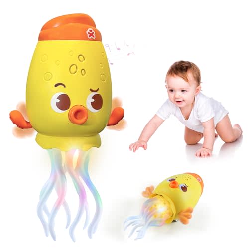 GEVINST Dancing Octopus Baby Toy, Toddler Crawling Tummy Time Toys with Light and Music, Electric Magic Dancing Squid Toy for Kids 12-18+ Months, Funny 1st Boys Girls Birthday Gifts, Yellow