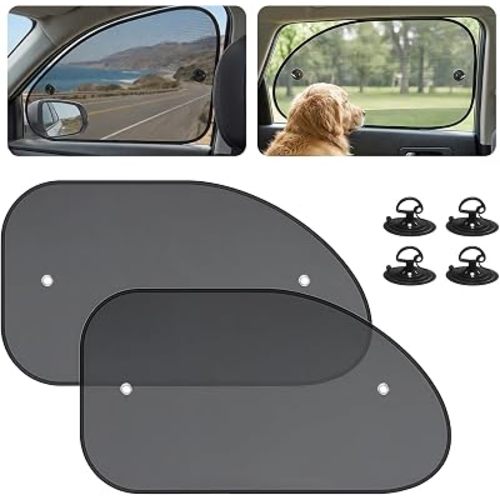 Car Window Shades, 2PCS Car Shades for Side Windows, Mesh Sunshade with Suction Cup for Baby Passengers, Sun Protection and Heat Blocking, Universal for Sedan, Truck, SUV (25.6" x 14.9 ")