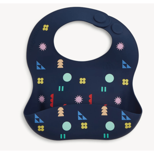 Magnetic Silicone Bib-Navy Geo