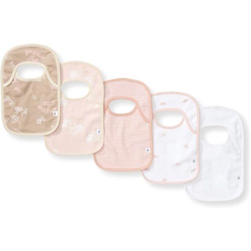 Burt’s Bees Baby Unisex Baby Bibs, Lap-Shoulder Drool Cloths, 100% Organic Cotton with Absorbent Terry Towel Backing Bibs