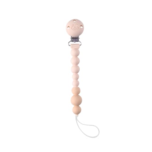 Loulou Lollipop OneC Silicone Pacifier Clip - BPA Free Baby Binky Holder, One Piece Design, Dishwasher Safe - Coconut Milk