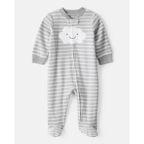 Baby Cloud Print Loose Fit Sleep & Play Pajamas - Grey | Carter's