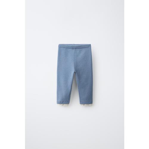LACE TRIM KNIT LEGGINGS - Light blue | ZARA United States