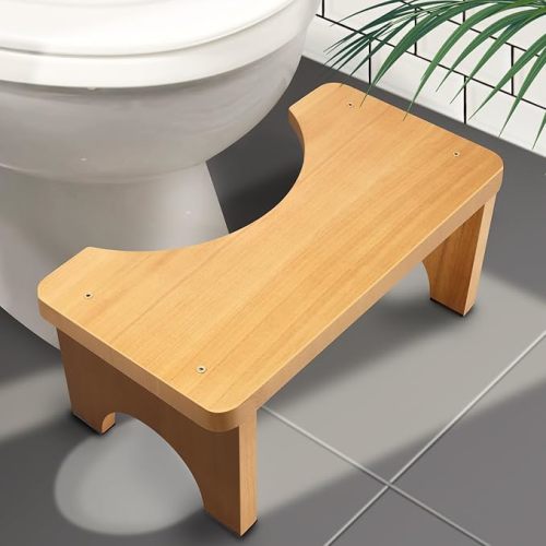 AZEN Toilet Stool Squat Adult, Wood Poop Stool for Bathroom Adults, 7 Inch Height